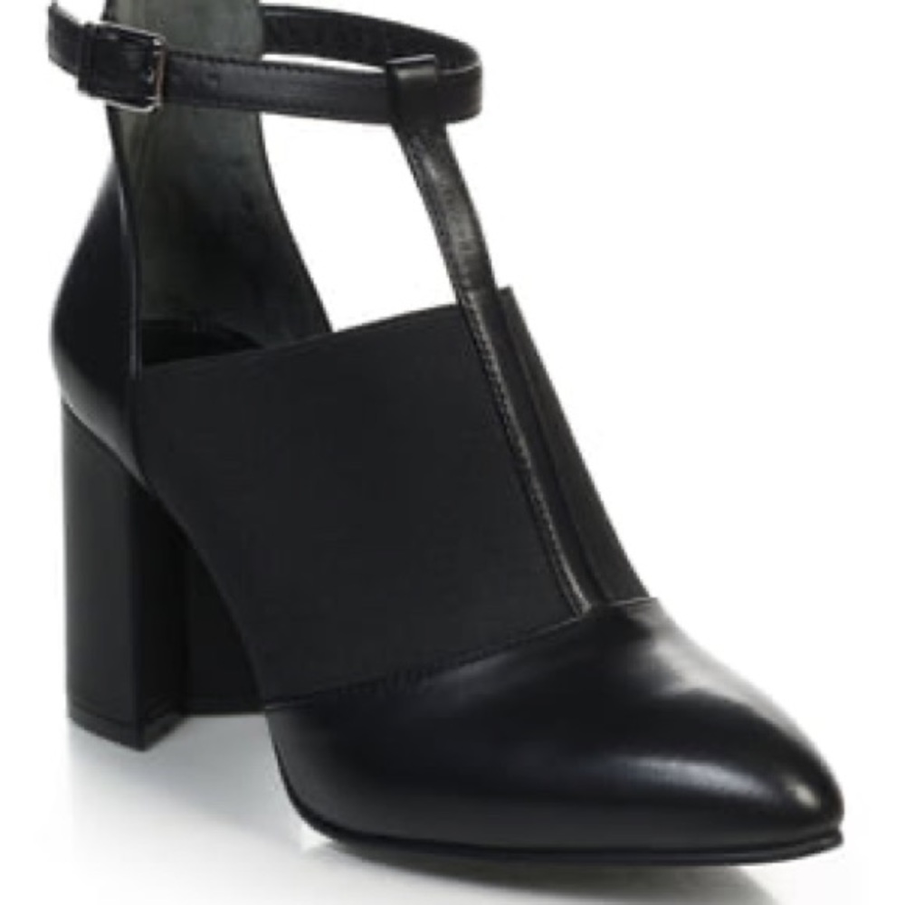 High heels leather shoes